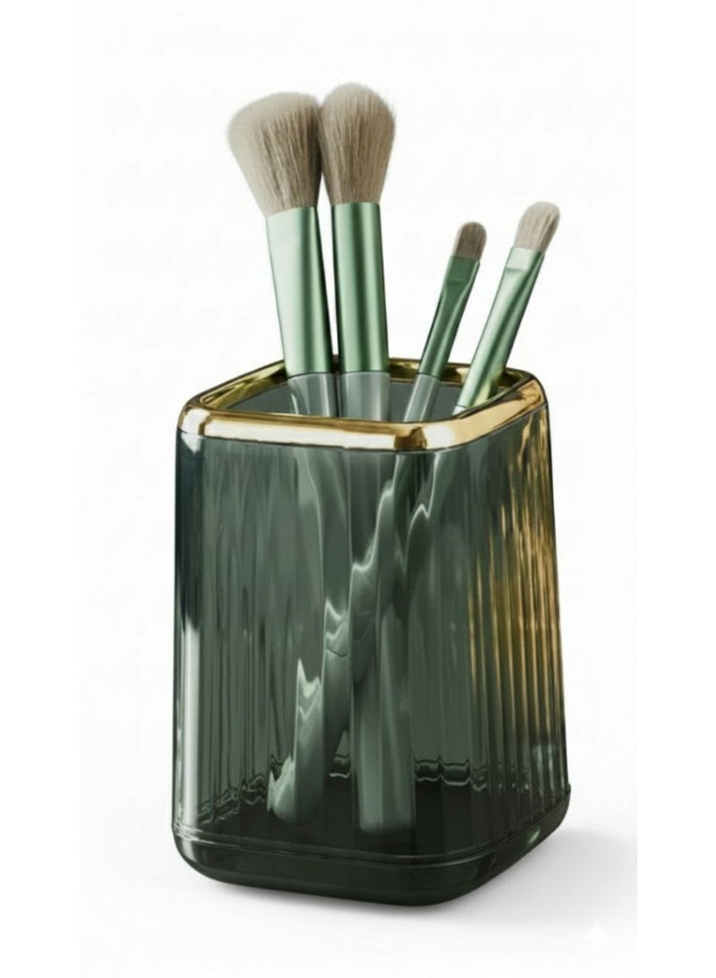 Luxury makeup brush organizer, high-quality acrylic makeup brush holder with a ribbed finish and glossy edges - makeup brush organizer - Image 1